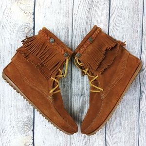 Coachella Festival Double Fringe Moccasin Bootie 9